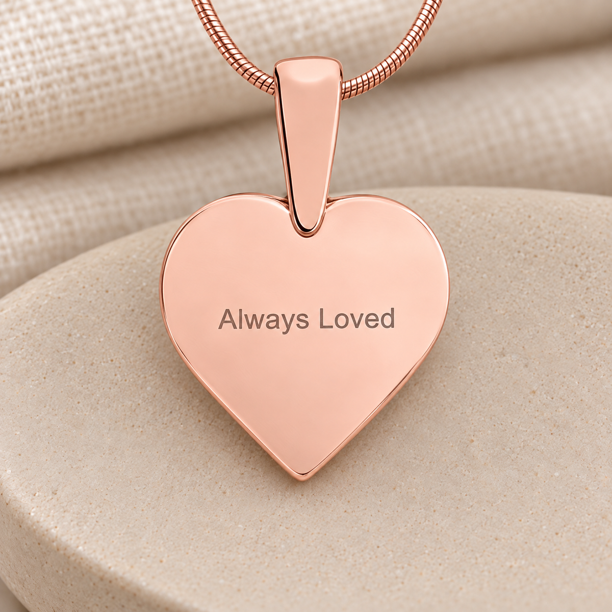 Rose Gold Plated Classic Heart Fingerprint Necklace — rear engraving — evr4718rg