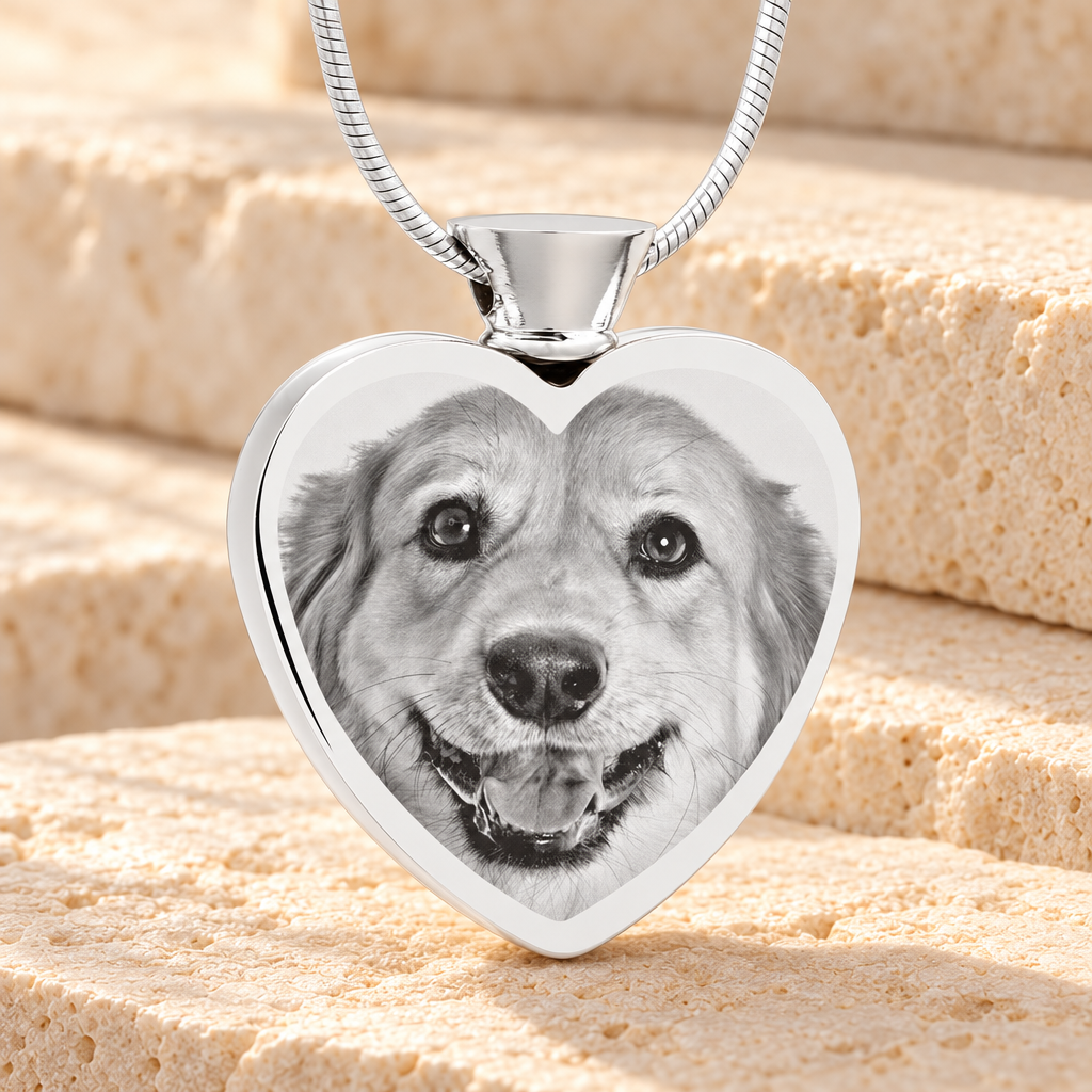 Heart Stainless Steel Photo Engraved Ash Pet Pendant — main — evr6564ss