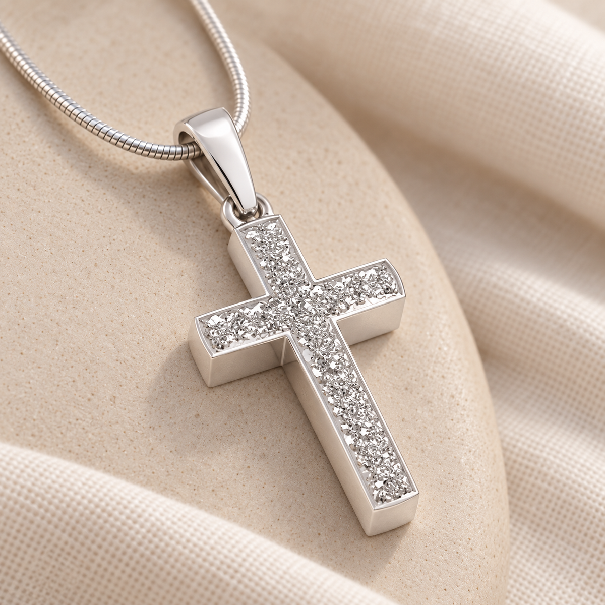 Sterling Silver Textured Cross Forever Sealed Memorial Jewelry — alternate view — evr20065ssfs