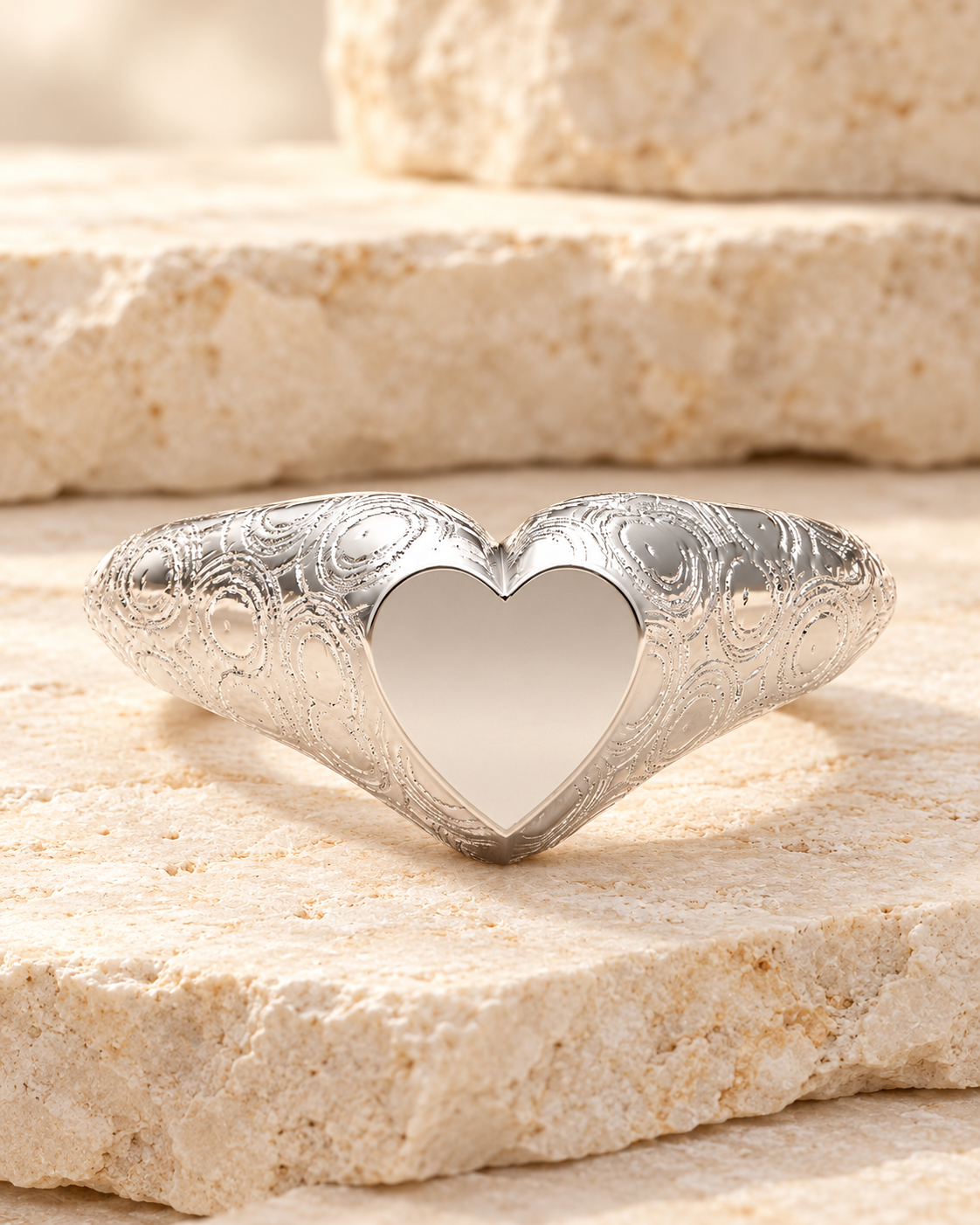Sterling Silver Signet with Pattern Forever Sealed Memorial Ring — main — evr20041fs