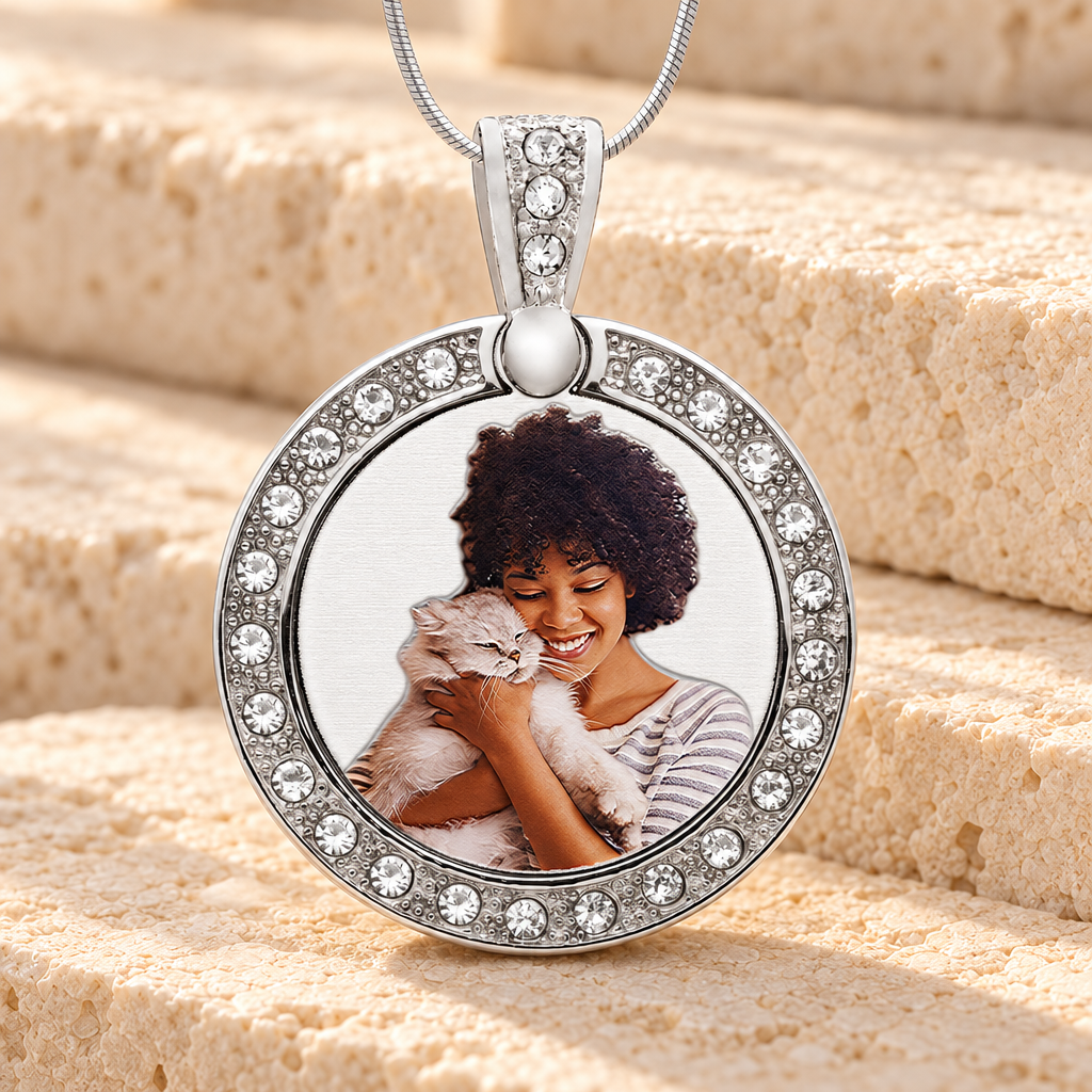 Pet Gem Circle Color Photo Engraved Stainless Keepsake — main — evr6563sfc