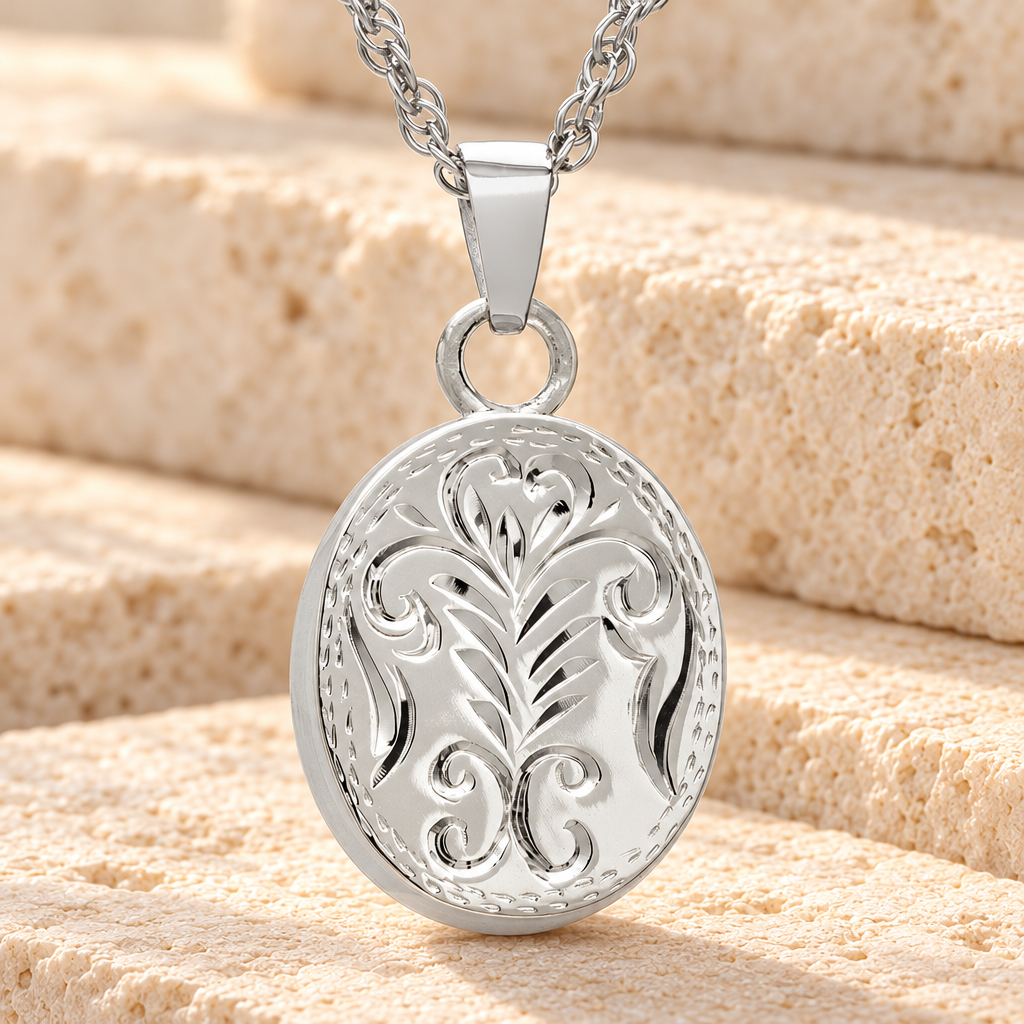 14k White Gold Majesty Round Cremation Urn Keepsake — main — evr871wg