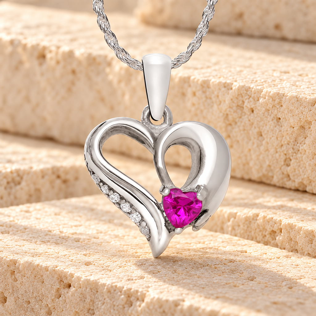 Sterling Silver Marlette Heart Cremation Urn Pendant — main product image