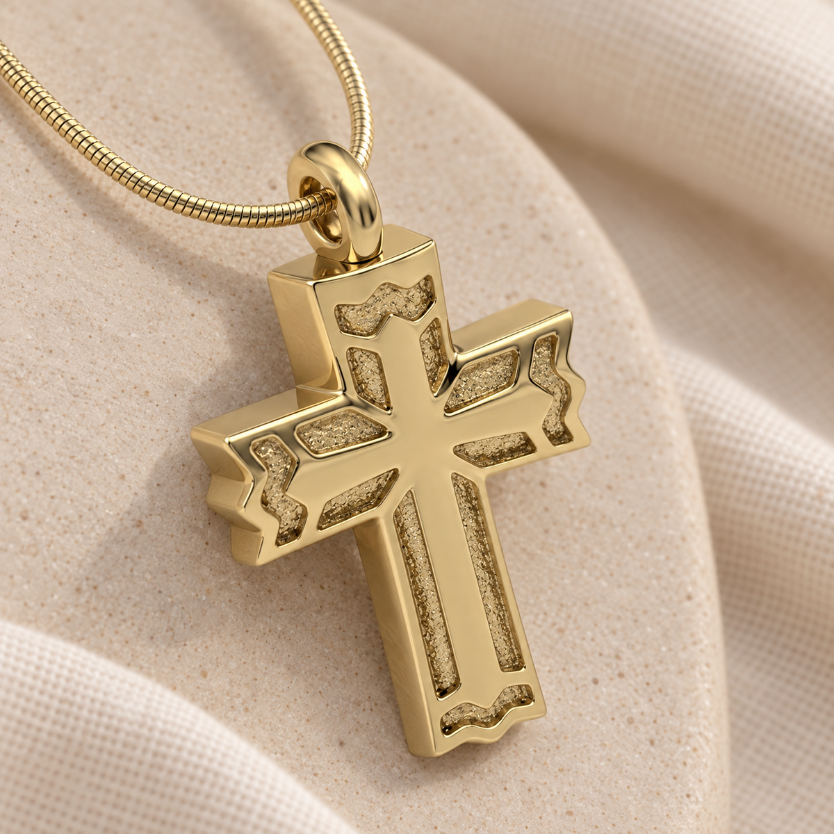 Gold Plated Rosedale Cross Forever Sealed Keepsake Urn Jewelry — alternate view — evr1079gfs