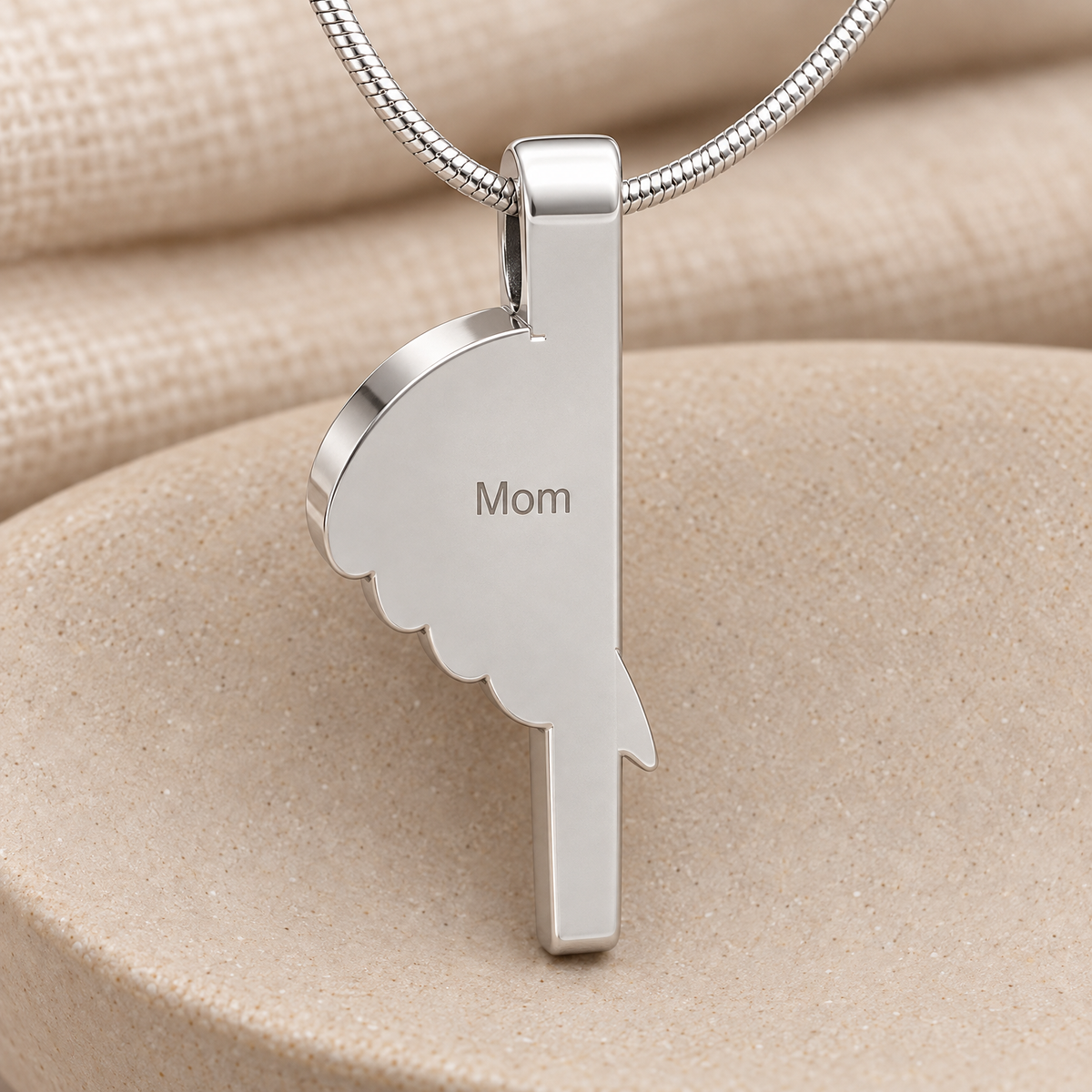 Solid 14K White Gold Inspiration Forever Sealed Memorial Jewelry — rear engraving — evr6194wgfs