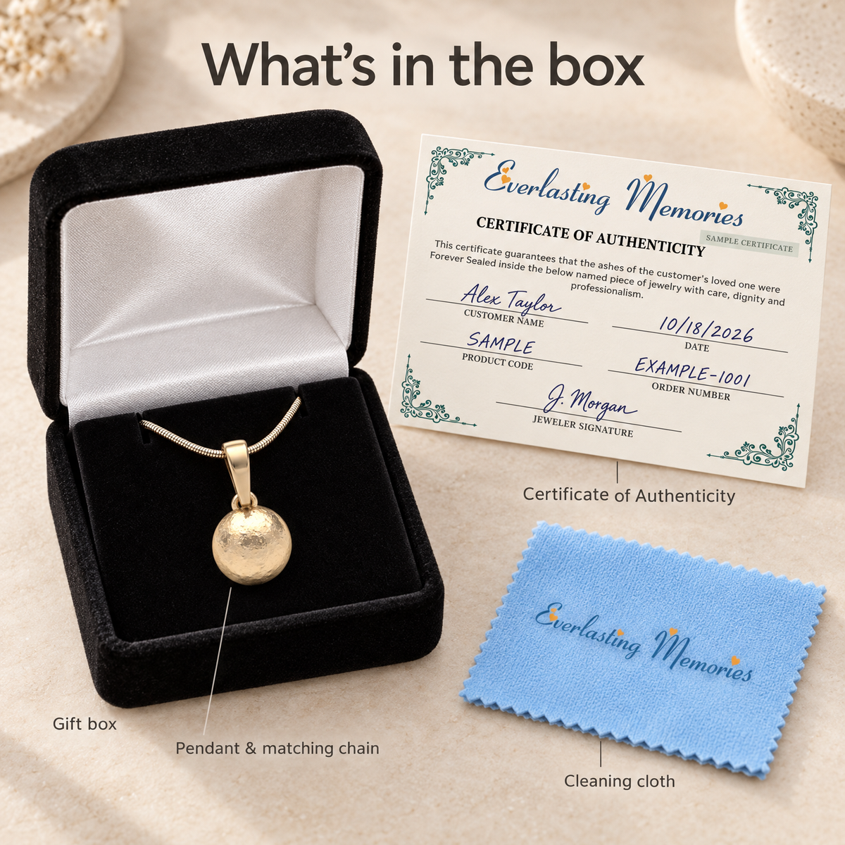 14K Gold Across The Globe Forever Sealed Memorial Jewelry — whats in box — evr20030kgfs