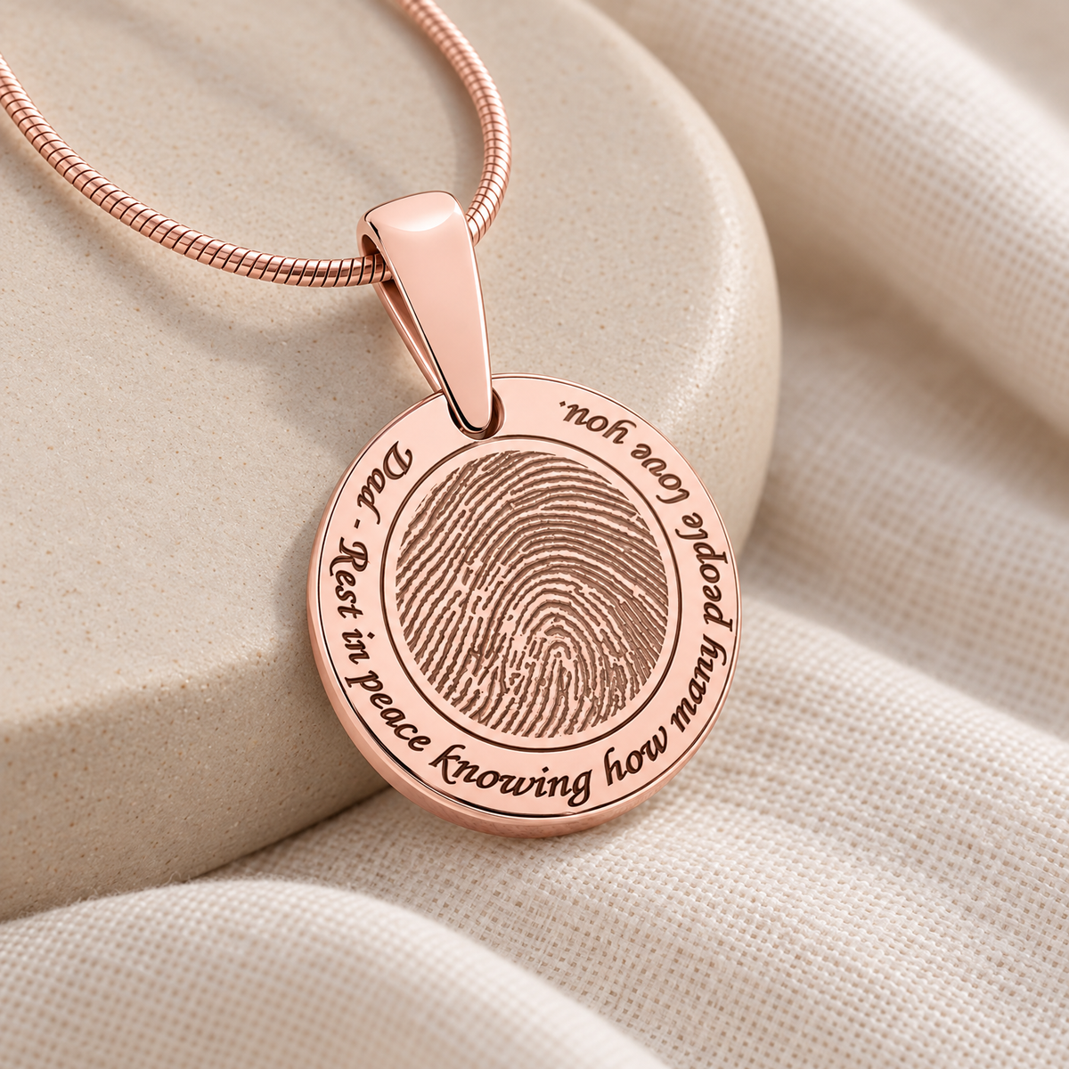 Rose Gold Plated Sterling Eternal Round Fingerprint Necklace — alternate view — evr4825rg