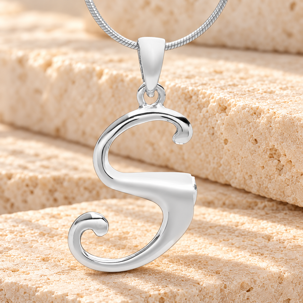 Silver "S" Initial Cremation Jewelry — main — evr6439ss