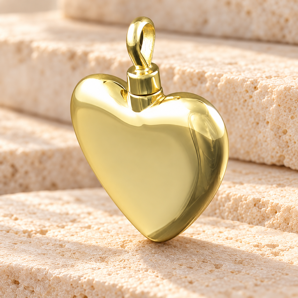 Gold Vermeil Small Heart Urn Necklace — main — evr102gv