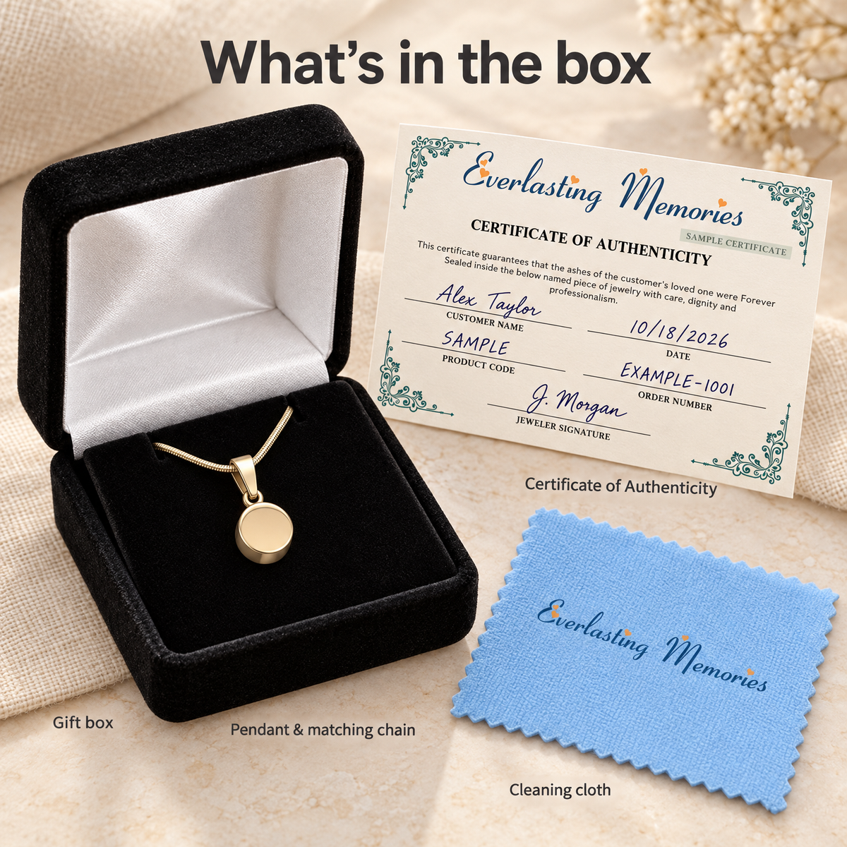 Solid 14k Gold Small Dot Forever Sealed Memorial Jewelry — whats in box — evr20057kgfs