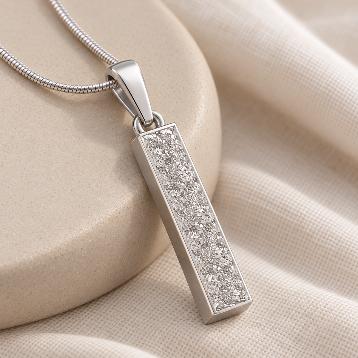 Solid 14k White Gold Textured Cylinder Forever Sealed Memorial Jewelry — alternate view — evr20052wgfs