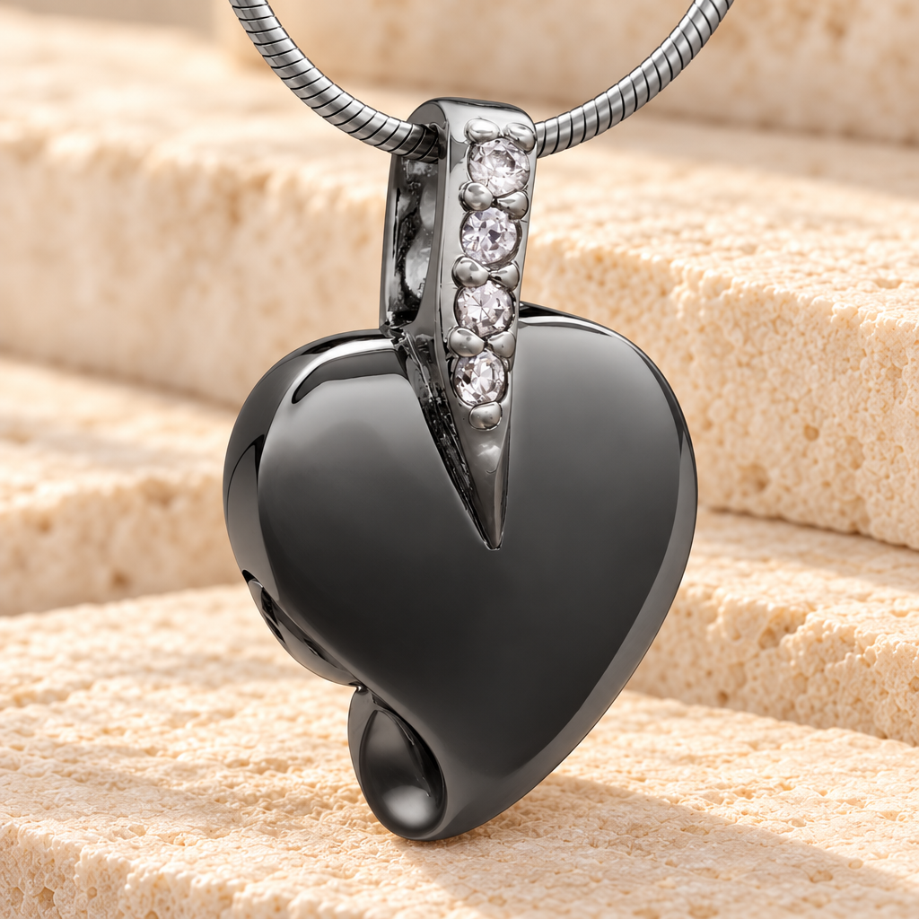 Black Heavenly Heart Cremation Jewelry — main — evr6493b