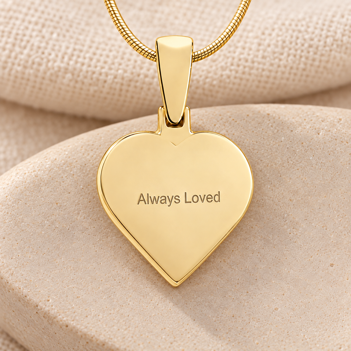 Gold Plated Heart Fingerprint Necklace — rear engraving — evr4728g