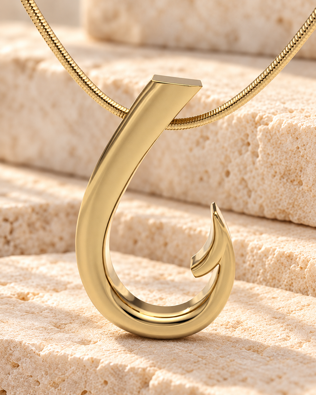 Gold Plated Fishing Hook Forever Sealed Memorial Jewelry — main — evr20043gfs