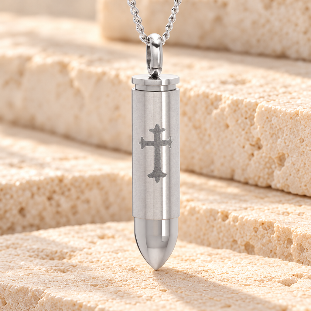 357 Magnum Bullet with Cross Cremation Keepsake — main — evr790