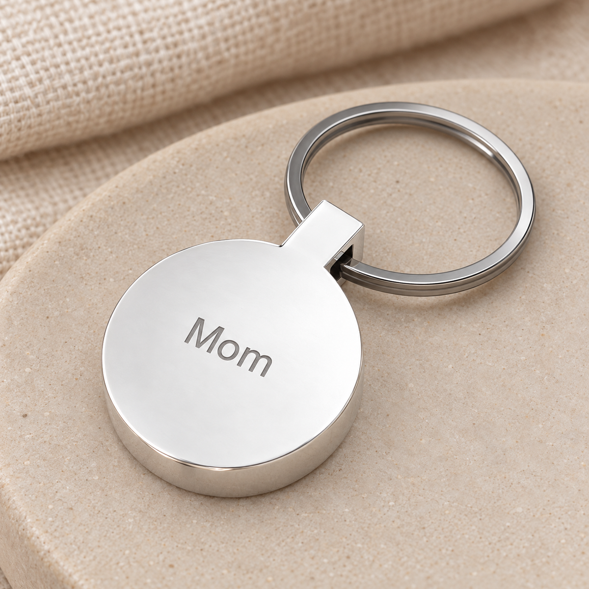 Sterling Silver Fingerprint Cast Forever Sealed Memorial Keychain — rear engraving — evr4799fs