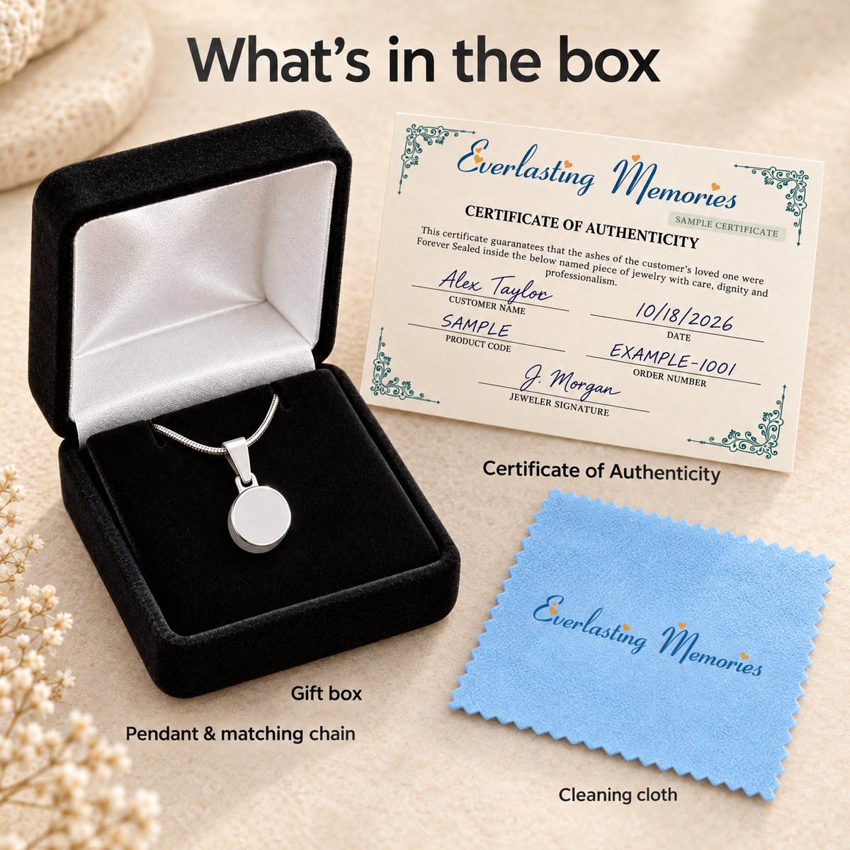 Solid 14k White Gold Small Dot Forever Sealed Memorial Jewelry — whats in box — evr20057wgfs