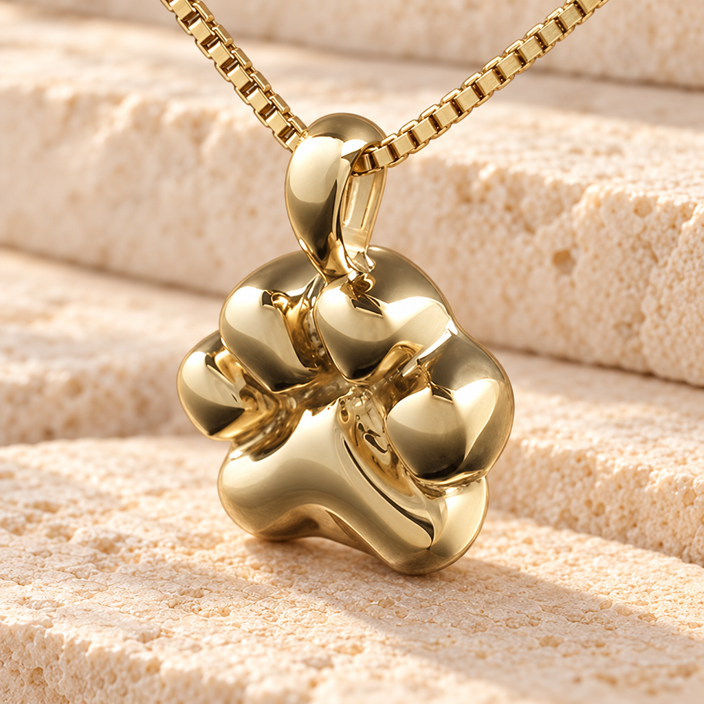 Gold Vermeil Dog Paw Cremation Urn Keepsake — main — evr140gv