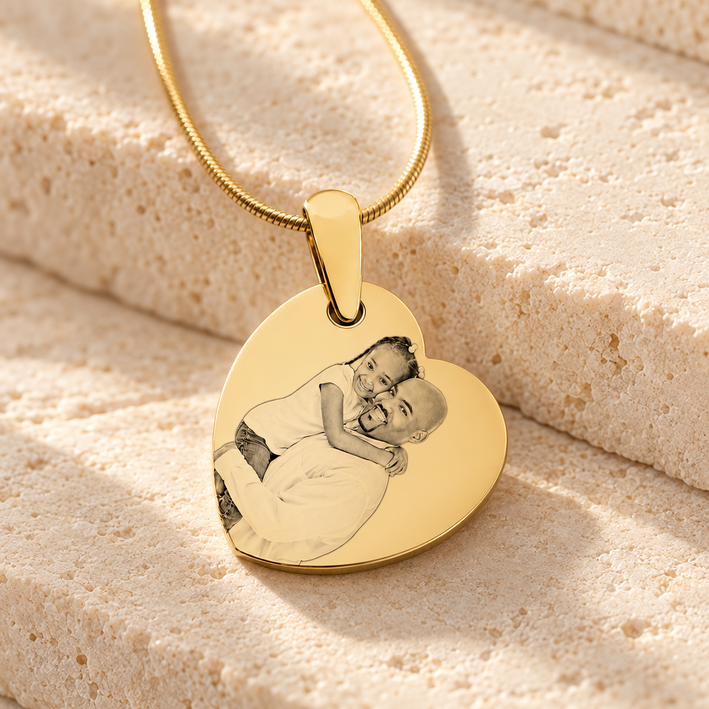 Gold Plated over Stainless Steel Heartfelt Photo Pendant — main — evr6591g