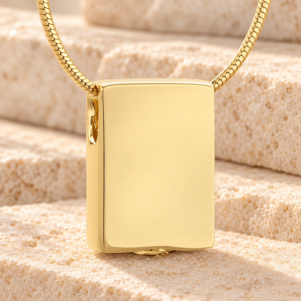 Gold Plated Simple Rectangle Cremation Jewelry — main — evr6455g