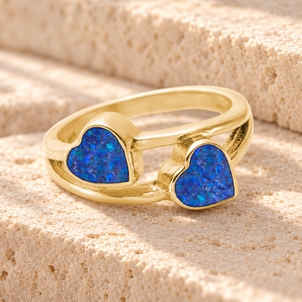 Solid 14K Gold Women's Thornley Ash Ring with Opal Blue Waters — main product image