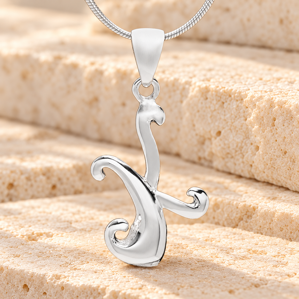 Silver "K" Initial Cremation Jewelry — main — evr6431ss