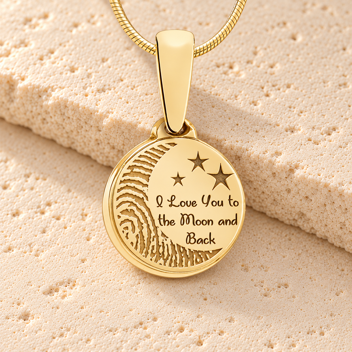 Solid 14k Gold Love You To The Moon Fingerprint Necklace — main — evr4716kg