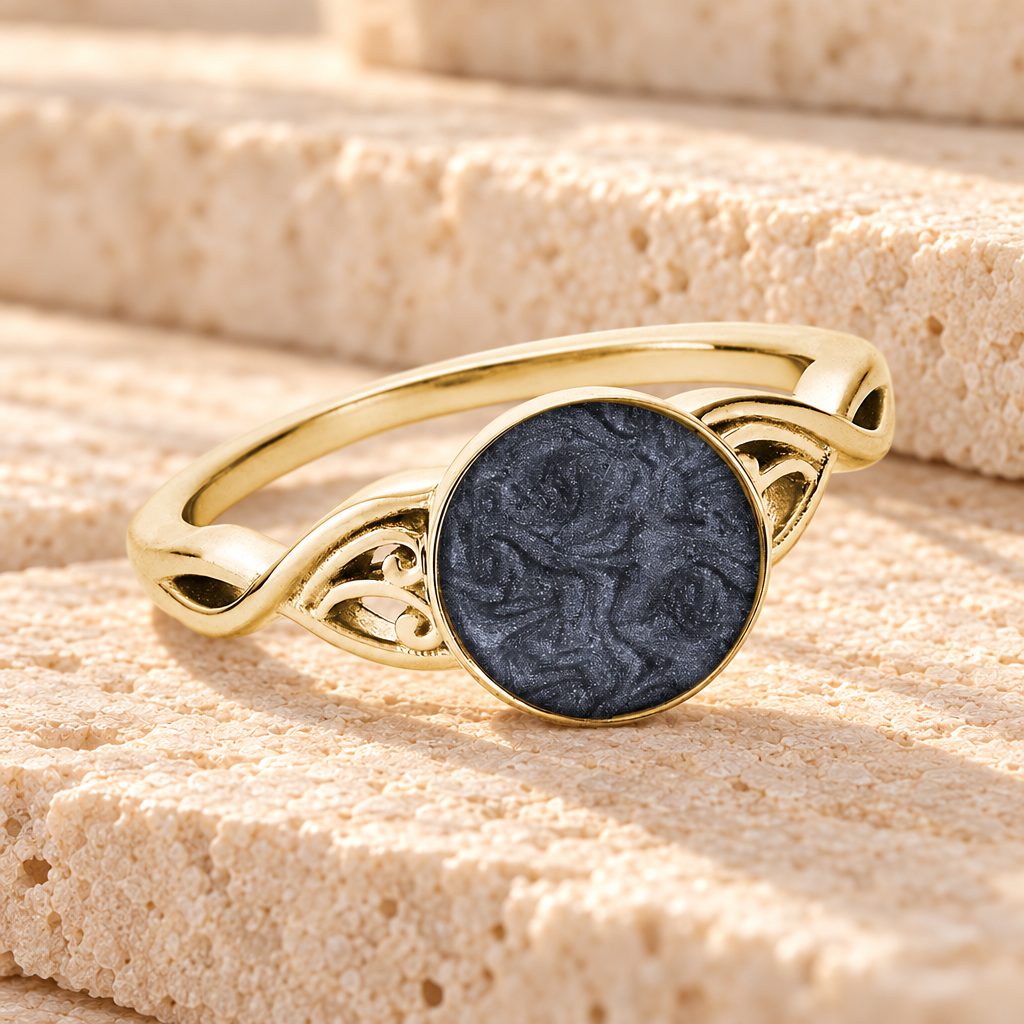 Solid 14K Gold Women's Katina Ash Ring with Slate — main product image