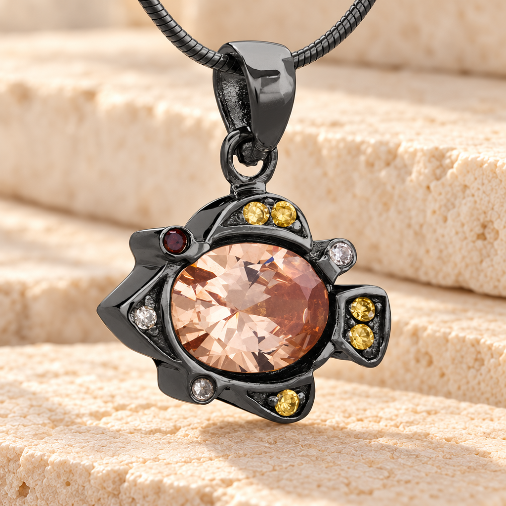 Black Pufferfish Cremation Jewelry — main — evr6496bl