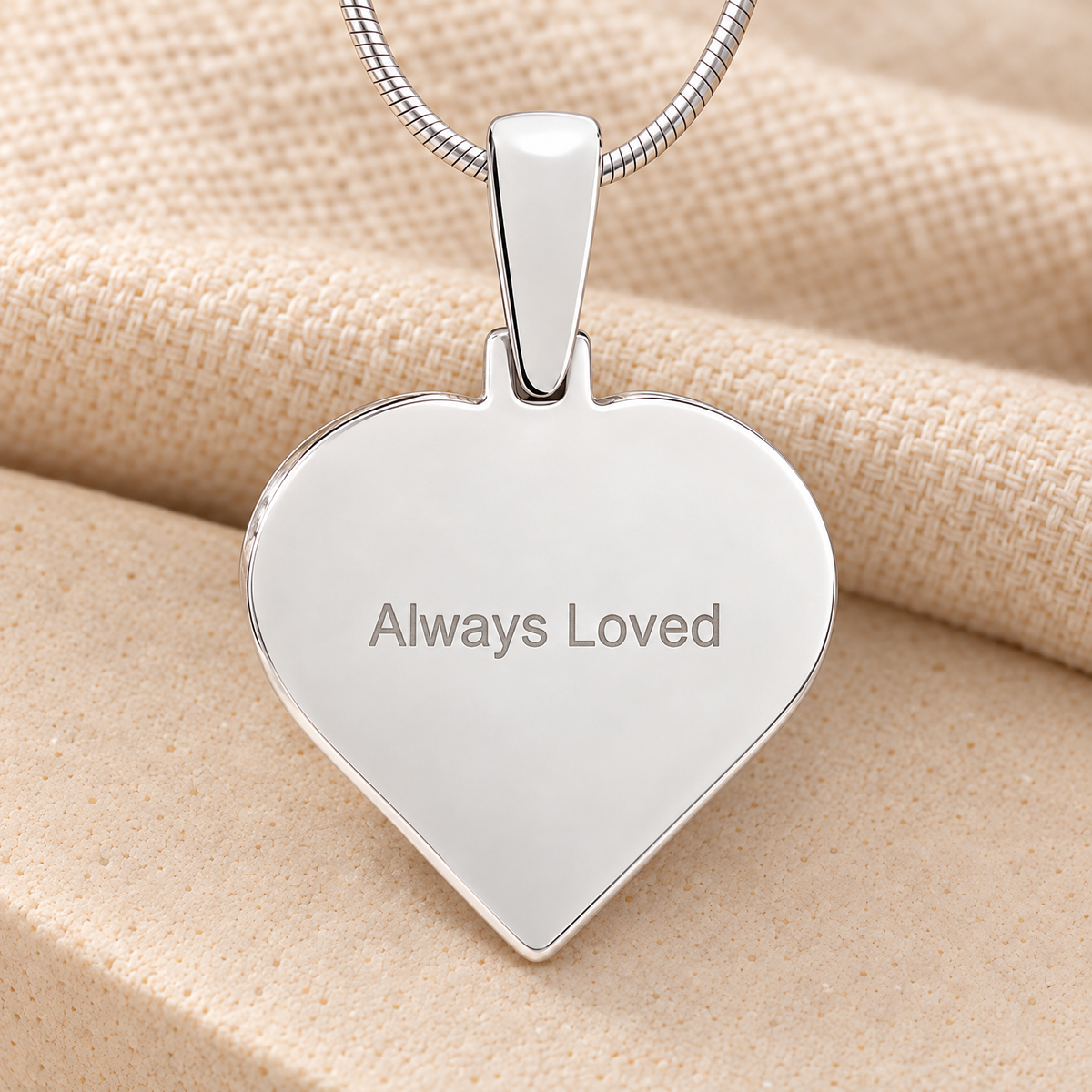 Solid 14k White Gold Two Fingerprint Heart Fingerprint Necklace — rear engraving — evr4726wg