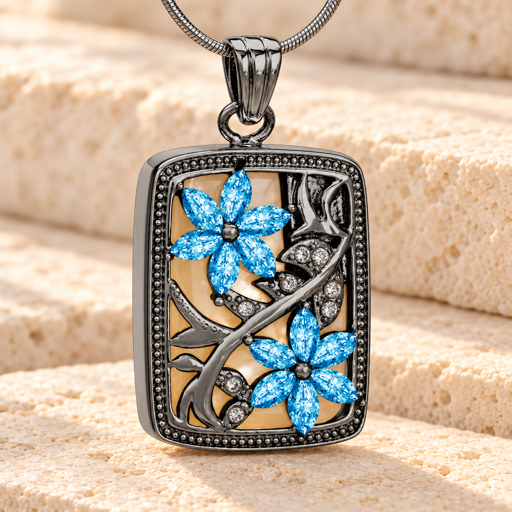 Black and Blue In Bloom Cremation Jewelry — main — evr6525blb