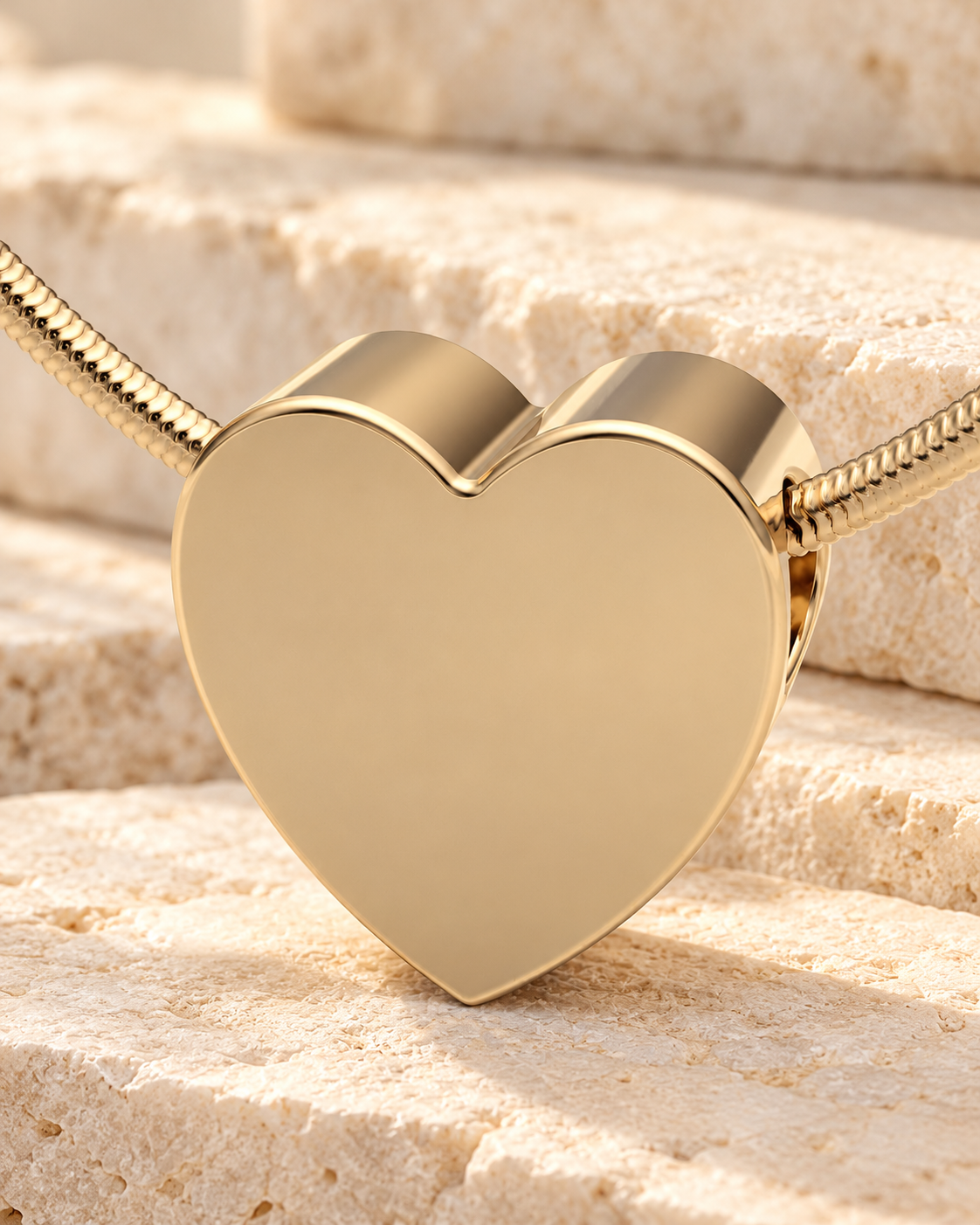 Solid 14K Gold Smooth Heart Forever Sealed Cremation Jewelry — main — evr6457kgfs
