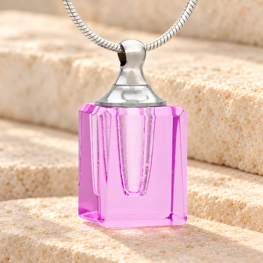 Glass Locket Pink Contentment Jewelry Urn — main — evr2044p