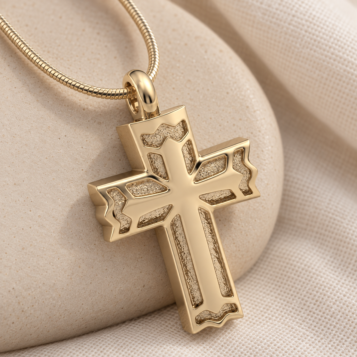 Solid 14K Gold Rosedale Cross Forever Sealed Keepsake Urn Jewelry — alternate view — evr1079kgfs