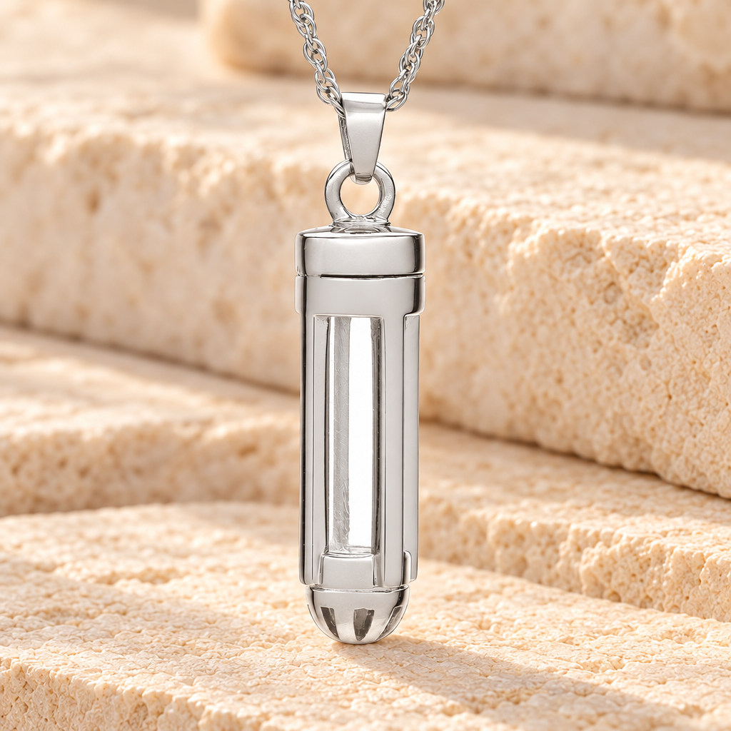 Sterling Silver Dashing Cylinder Memorial Pendant — main — evr6313s