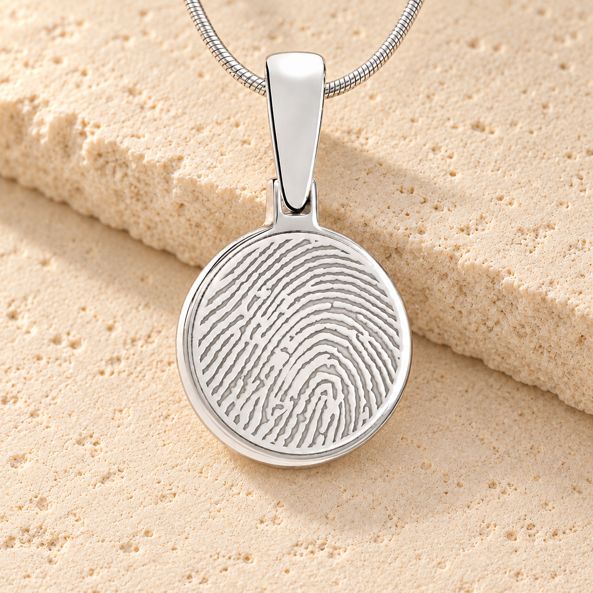Sterling Silver Round Fingerprint Necklace — main — evr4704ss