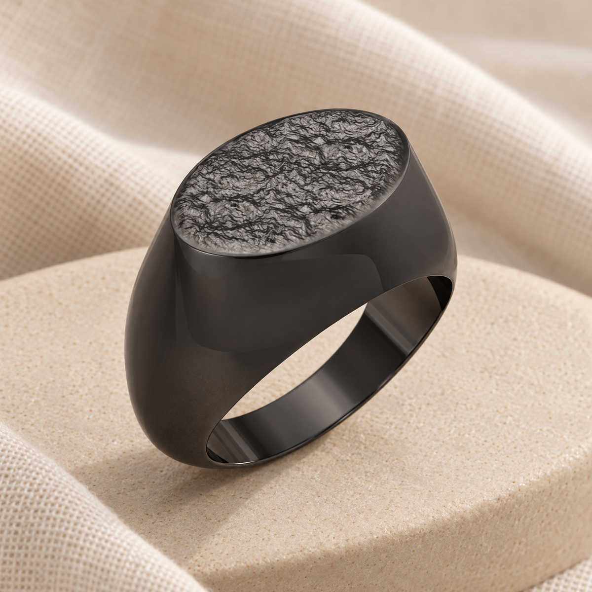 Black Men's Signet Forever Sealed Memorial Ring — alternate view — evr20040bfs