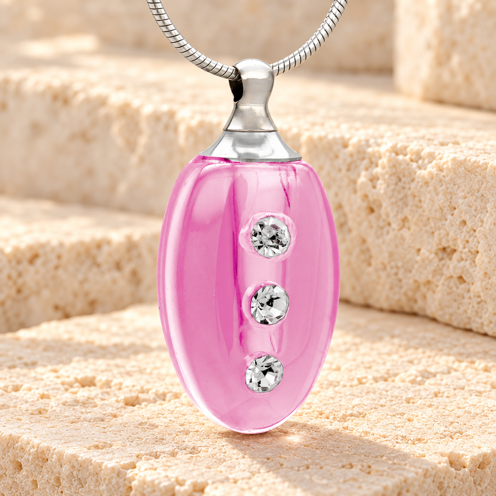 Glass Locket Pink Forever Cremation Jewelry — main — evr2525