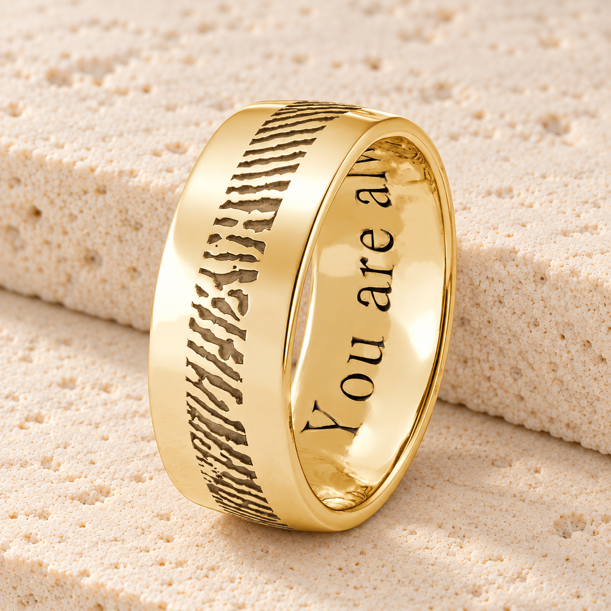 Men's Slender Line Solid 14k Gold Fingerprint Ring — main — evr30003kg