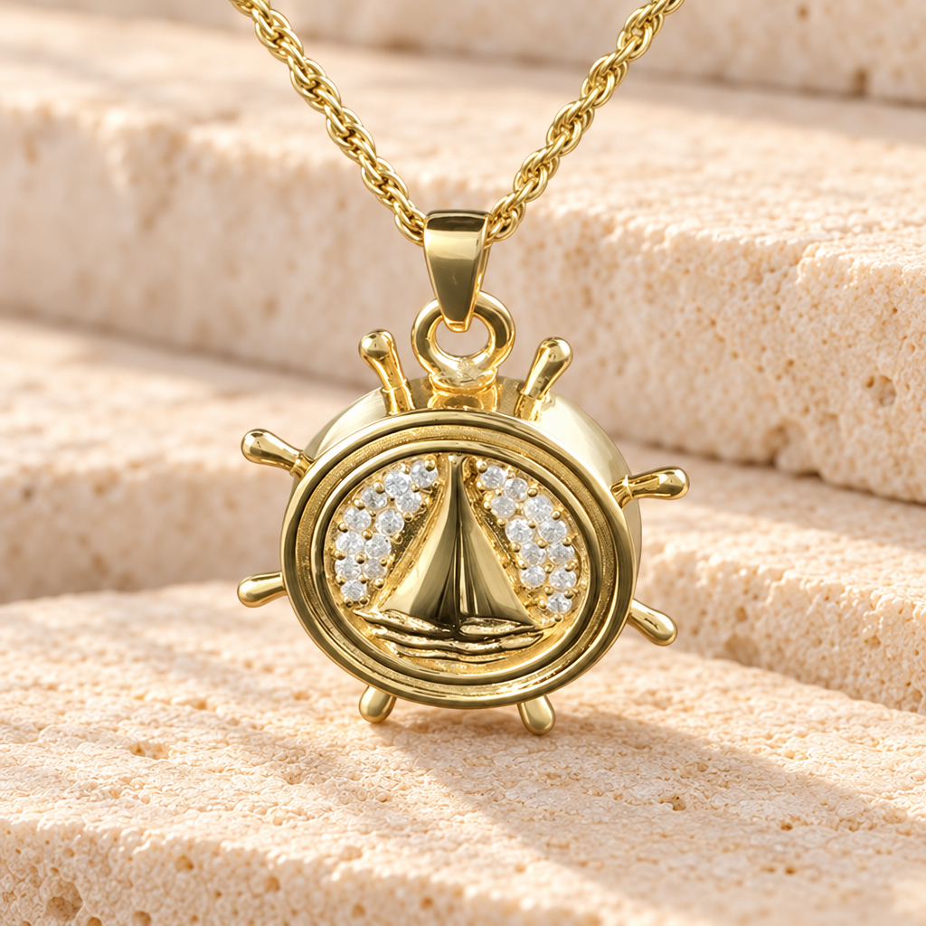 14K Gold Captains Wheel Jewelry Urn — main — evr593kg