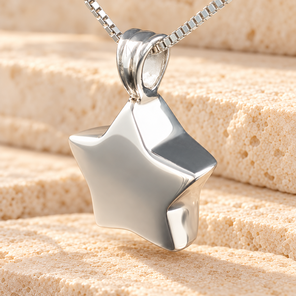 Sterling Silver Small Star Cremation Keepsake — main — evr124ss