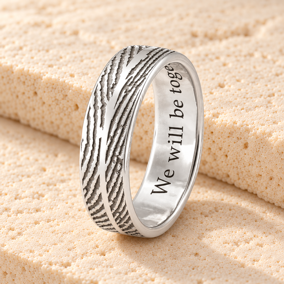 Women's Double Print Sterling Silver Fingerprint Ring — main — evr30013s