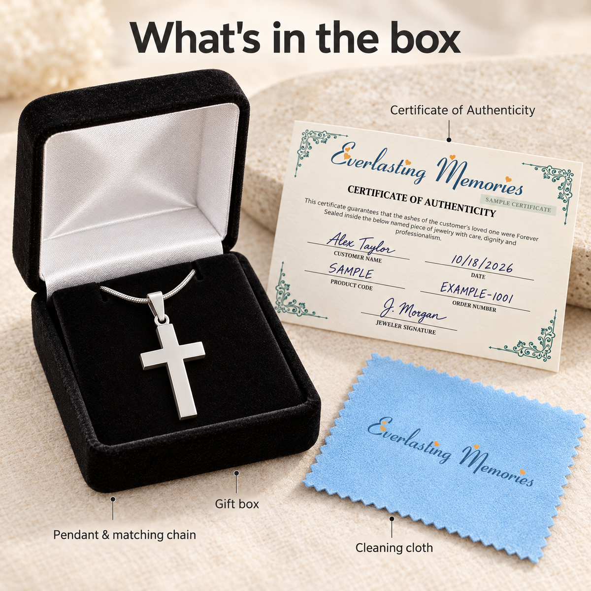 Sterling Silver Cross Forever Sealed Memorial Jewelry — whats in box — evr1023fs