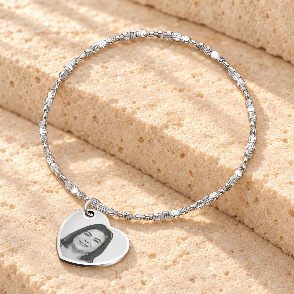 Luxurious Stainless Steel Heartfelt Photo Pendant Bracelet — main product image