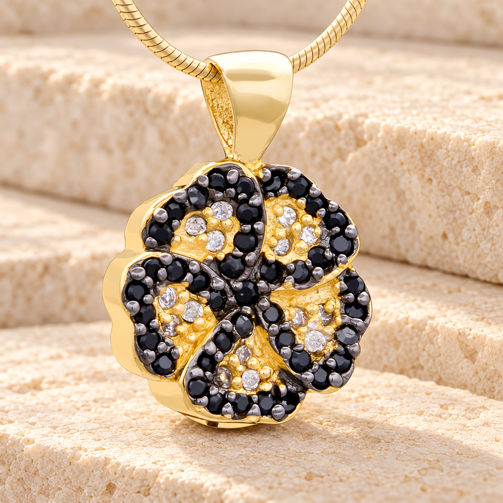 Gold Plated Pansy Cremation Jewelry — main — evr6492g
