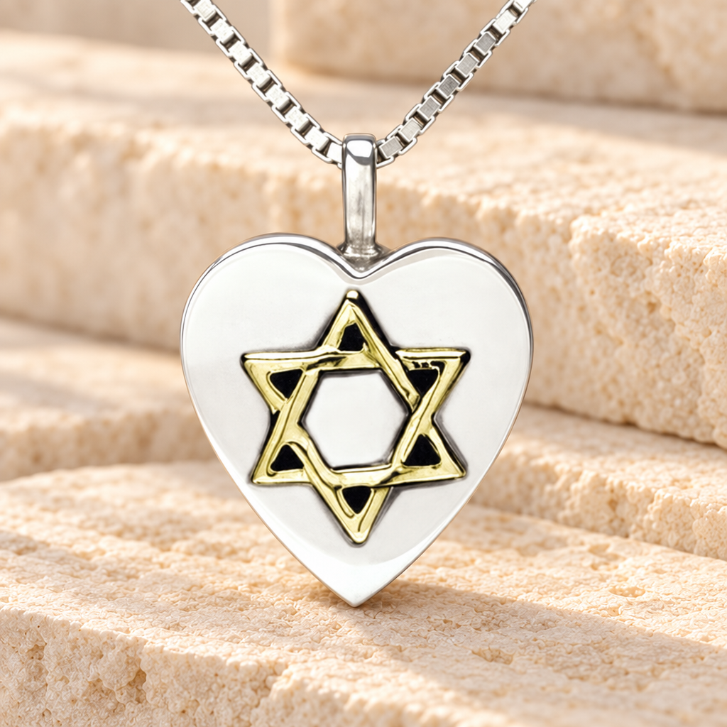 Star of David Urn Necklace - Silver/14K — main — evr141ss