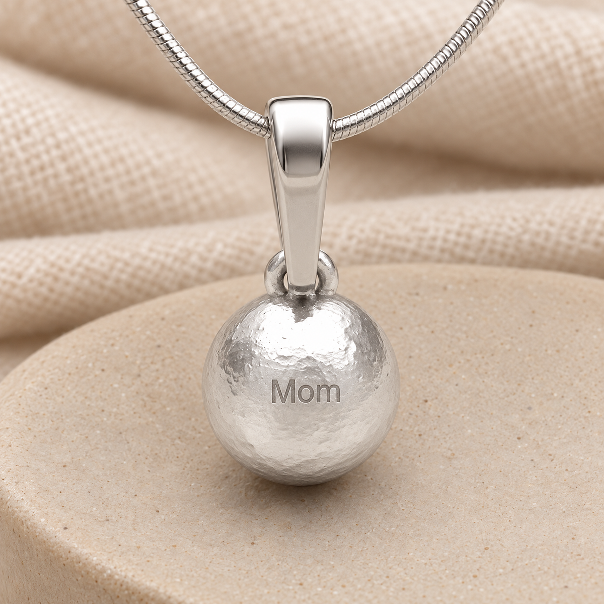 14K White Gold Across The Globe Forever Sealed Memorial Jewelry — rear engraving — evr20030wgfs