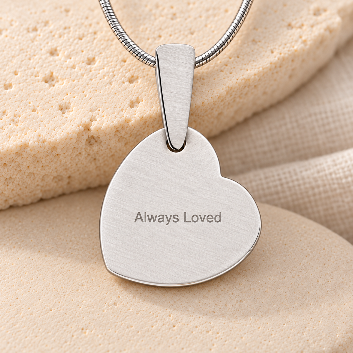 Stainless Steel Warm Heart Fingerprint Necklace — rear engraving — evr4792ss