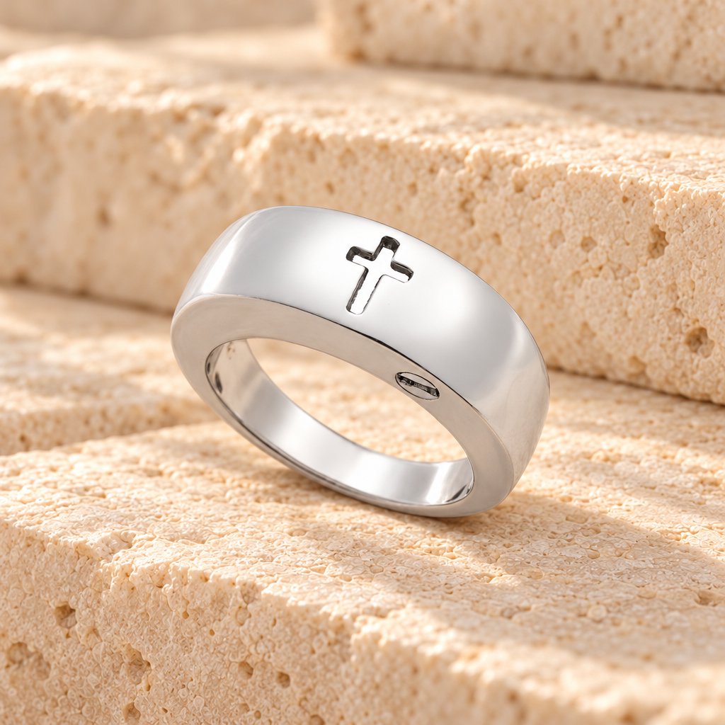 Women's Holy Silver Cross Ashes Ring — main product image