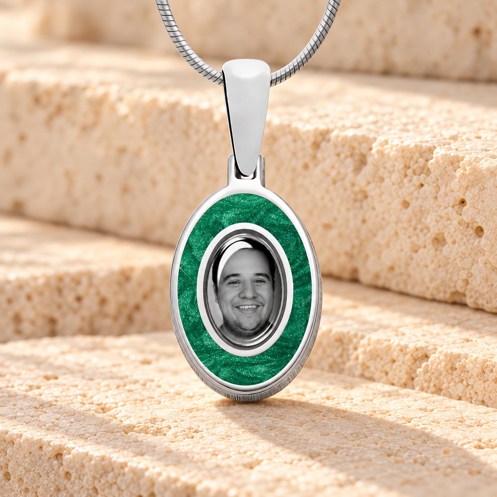 Oval Sterling Silver Picture Pendant With Fir Ash Resin Jewelry — main product image